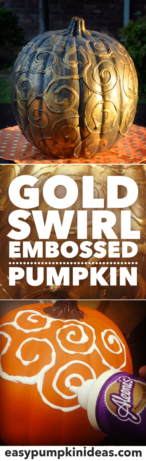 gold swirl embossed pumpkin pin